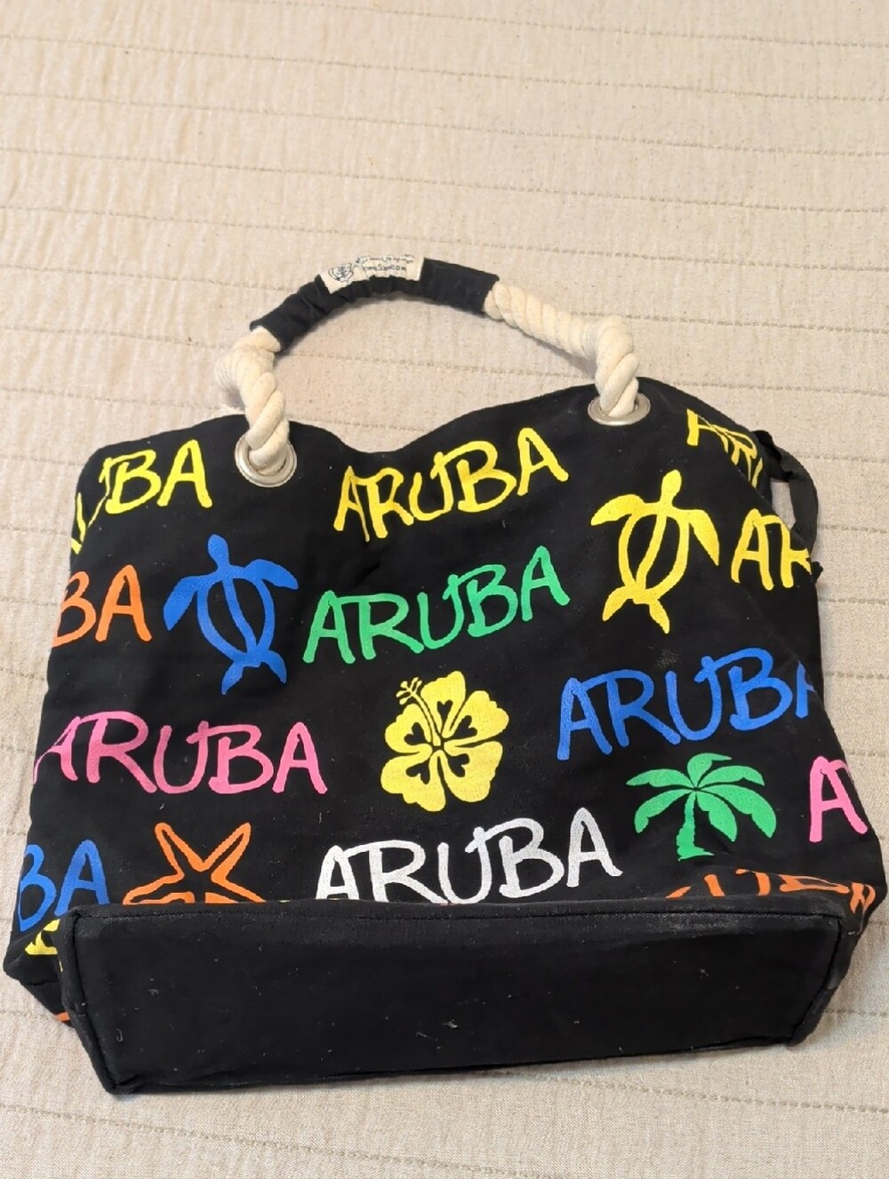 Aruba Multicolor Canvas Tote Bag with Rope Handles